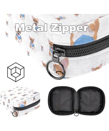 Portable Corgi Dog Pattern Sanitary Napkin Storage Bag for Teenage Girls & Women | Menstrual Cup Pocket with Zipper - Buy Online on GoSupps.com