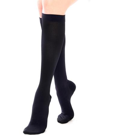 Opaque Compression Stockings for Women | Travel Knee High Support Socks for Flying & Running - X-Large - Buy Online on GoSupps.com