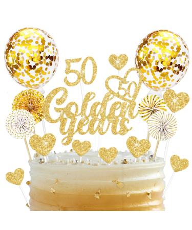 19 pieces Tortendeko Golden Wedding 50 Golden Years Cake Topper Glitzer Goldene 50th birthday Kuchendeko Torten Topper Golden Wedding Gifts - Buy Online on GoSupps.com