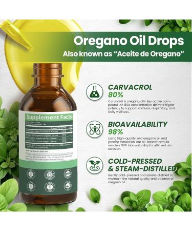 Oil of Oregano Drops with Black Seed Oil Turmeric Oil Vitamin E & Olive Oil Based Immune Digestive Cleanse & Detox* 80% Carvacrol Cold-Pressed Natural Aceite de Oregano 2 Fl Oz 8 Month Supply 2 Fl Oz (Pack of 1) - Buy Online on GoSupps.com