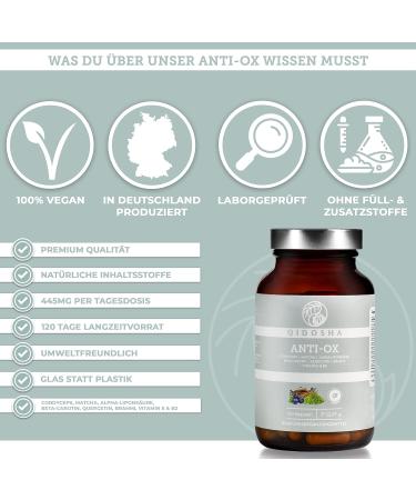 Qidosha Anti-Ox Antioxidant Complex & Skin Complex - Test Winner 01/2024 | High Dose Cellular Protection with Alpha-Lipoic Acid Cordyceps Quercetin & Brahmi Glass - Shop Internationally! - Buy Online on GoSupps.com