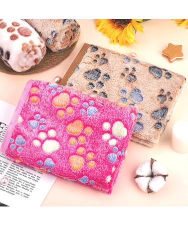 Pedgot Fluffy Dog Blankets with Paw Print - Set of 4 | Soft & Warm Pet Throw Blankets for Small Dogs & Cats | Brown/White/Pink | 24 x 16 & 30 x 20 Inches - Buy Online on GoSupps.com