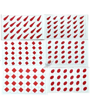 IS4A 486 Bollywood Forehead Stickers Adhesive Body Jewelry - 18 Cards Multicolour Bindi Velvet Drop Square & Oval Shaped Tattoo for Daily Use - Buy Online on GoSupps.com