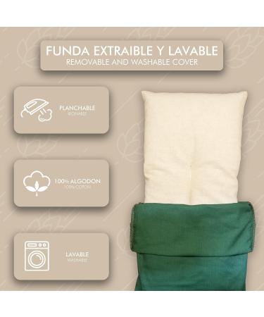 Lamarous Warming Pillows - 48x15 cm 100% Cotton Thermal Pillows with Wheat & Lavender Seeds for Neck & Colic Relief | Washable Cover Heat & Cold Therapy Green - Buy Online on GoSupps.com