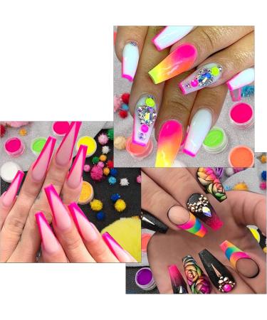 Duufin 24 Couleurs Poudre Ongles Pigment Poudre Ongles Fluorescente Iridescent Poudre Pigment Poudre Ongle pour Nail Art Bleu vert perle - Buy Online on GoSupps.com