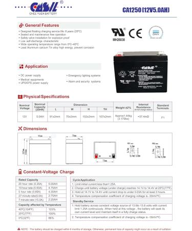Casil 12V 5Ah SLA AGM VRLA Rechargeable Battery - Replacement for Alarms Security Systems and Garage Door Openers (Chamberlain Genie Liftmaster Craftsman Workhorse - Buy Online on GoSupps.com