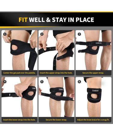 CAMBIVO 2 Pack Patella Knee Braces with Gel Pad for Knee Pain Relief - Large Black - Buy Online on GoSupps.com