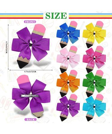 Whaline 8Pcs Back to School Bow Hair Clips - Colorful Pencil Hair Bows for Girls - Cheerleader Hair Accessories - Buy Online on GoSupps.com