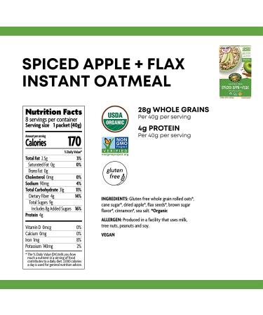 Nature's Path Organic Gluten Free Spiced Apple Oatmeal 48 Pack - Non-GMO, Heart Healthy Flax, 28g Whole Grains - Buy Online on GoSupps.com