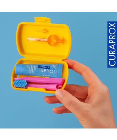 Curaprox Travel Set - Yellow Travel Toothbrush CS 5460 Be You Toothpaste & 2 Interdental Brushes for Complete Oral Care - Buy Online on GoSupps.com