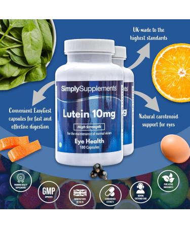 Lutein 10mg 360 Capsules - Vegan Friendly 1-Year Supply - SimplySupplements - Boost Eye Health & Vision - Buy Online on GoSupps.com