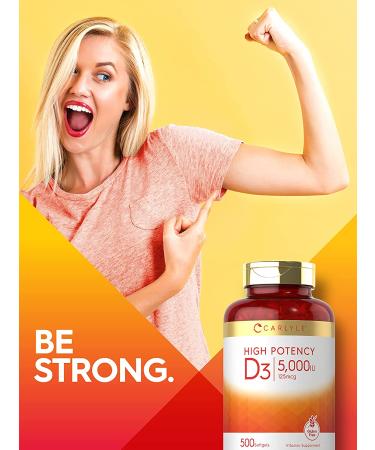 Buy Carlyle High Potency Vitamin D3 5000 IU - 500 Softgels | Immune Support & Bone Health - Buy Online on GoSupps.com