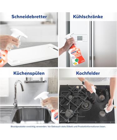 Sagrotan Kitchen All-Purpose Cleaner Lively Lemon - 2in1 Disinfection Spray (4 x 750ml) | Reliable Kitchen Surface Cleaning - Buy Online on GoSupps.com