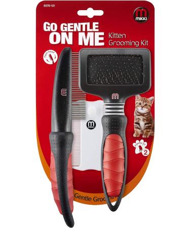 Mikki Kitten Cat Grooming Kit - Slicker Brush, Comb, Flea Comb Set - Buy Online on GoSupps.com