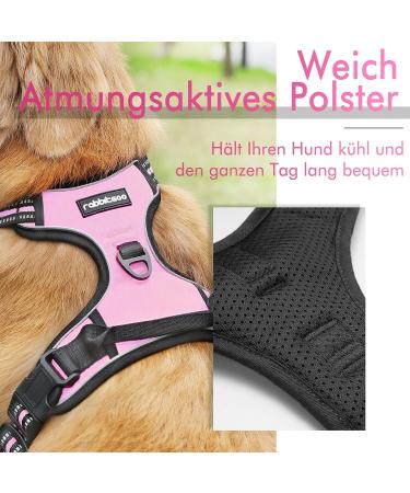 Rabbitgoo Medium Dog Harness - Anti-Pull Adjustable & Breathable Design for Large Dogs - Safe Control with Reflective Stripes - Pink XL (1 Pack) - Buy Online on GoSupps.com