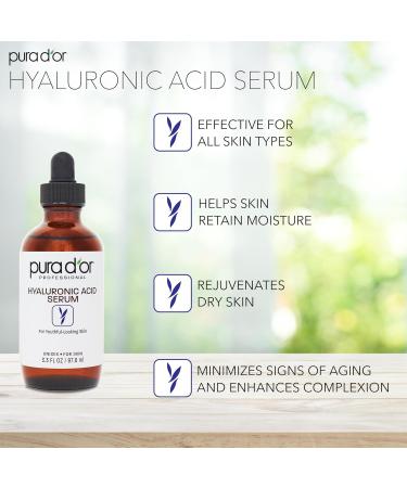 PURA D'OR 3.3 Oz Hyaluronic Acid Serum For Deep Hydration - Anti-Aging Plumping & Moisturizing Formula For Smooth Supple Skin - Natural Skincare Boost - Fine Lines & Wrinkle Reducer - Travel Size 3.3 Fl Oz (Pack of 1) - Buy Online on GoSupps.com