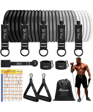 HPYGN Resistance Bands Set 150lb 200lbs 250lbs Exercise Resistance Bands with Handles 5 Tube Fitness Bands with Door Anchor Handles Portable Bag Legs Ankle Straps for Muscle Training 150lbs