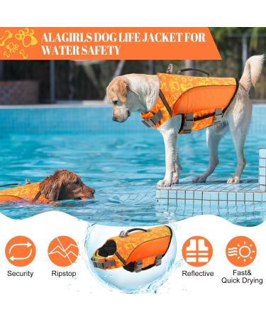 Alagirls Dog Floatation Vest for Kayaking & Swimming Secure & Comfortable Orange Life Jacket (Size L: 53-72cm) - Buy Online on GoSupps.com
