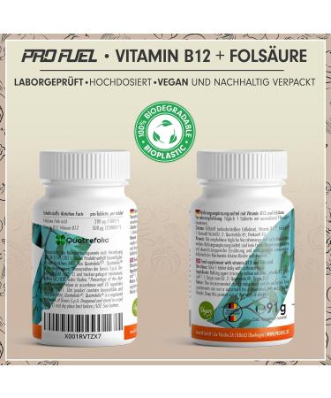 High-Dosed Vitamin B12 500 g - 3x365 Tablets - Vegan Methylcobalamin & Folic Acid 200 g - Boost Energy & Immunity - Buy Online on GoSupps.com