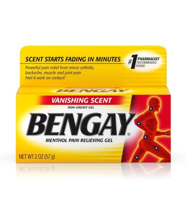 Vanishing Scent Bengay Pain Relief Gel - 2 oz | Non-Greasy Topical Pain Reliever with Cooling Menthol - Buy Online on GoSupps.com