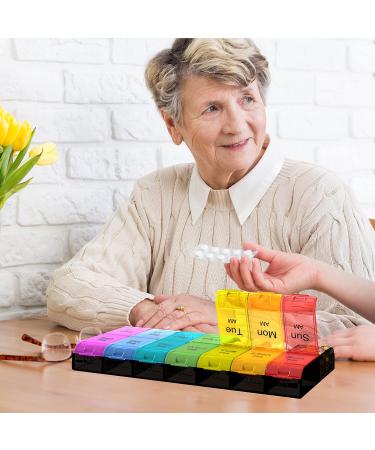 XL 2-Times-a-Day Weekly Pill Organizer Rainbow - 7-Day AM PM Pill Case for Vitamins and Medications - Oversized Big Pill Container - Buy Online on GoSupps.com