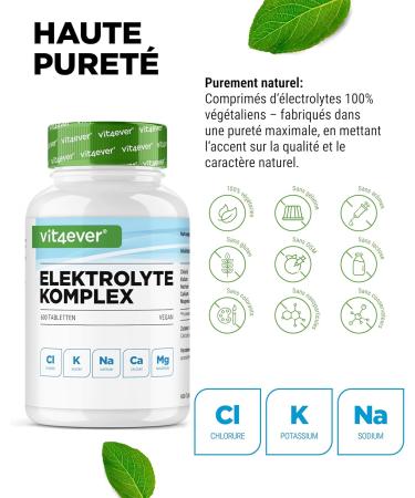 vit4ever lectrolytes 600 comprim s v ganes avec magn sium calcium potassium sodium et chlorure pour soutenir l quilibre hydrique id al pour le sport l endurance et l alimentation c tog ne 600 unit (Lot de 1) New Version - Buy Online on GoSupps.com