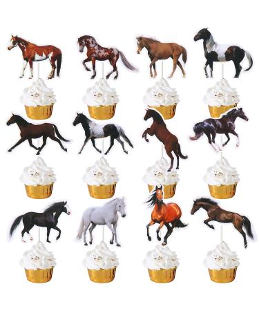 Horse Cupcake Toppers Horse Racing Party Cake Decoration for Horse Theme Birthday Party Kentucky Derby Supplies SET of 24