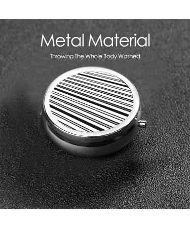 Black & White Stripe Round Pill Box - Mini 3 Compartment Travel Medicine Organizer | Portable Decorative Vitamin Holder - Buy Online on GoSupps.com