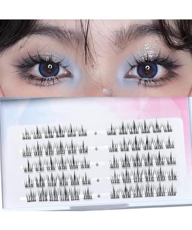 WUZIA Manga Lashes Natural Look Individual Lash Wispy Silky Anime Eyelashes Cluster Japanese Cosplay False Eyelashes Reusable Look Like Extensions DIY At Home(Sunflower)