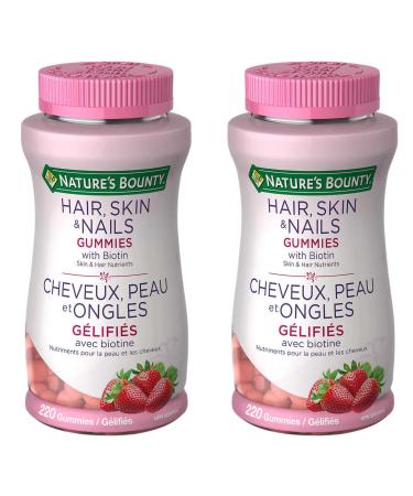 Nature's Bounty Hair Skin & Nails Gummies with Biotin - 220 Gummies x 2 Pack - Total 440 Gummies