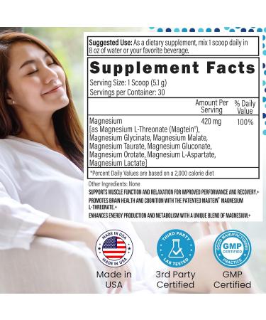 Outback Naturals Magnesium Complex Powder - 8 Types of Magnesium L-Threonate (Magtein) Glycinate Malate and More for Brain Health Relaxation Maximum Absorption - Unflavored 30 Servings - Buy Online on GoSupps.com