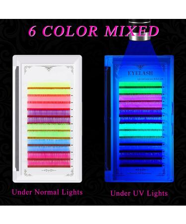 Neon Color Eyelash Extensions - 0.07mm D Curl 15mm Glow in the Dark Volume Lashes for Halloween & Christmas Parties - Buy Online on GoSupps.com