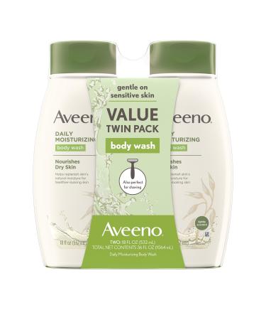 Aveeno Daily Moisturizing Soothing Oat Body Wash, Twin Pack, 18 fl. oz Lighly Scented 18 Fl Oz (Pack of 2)