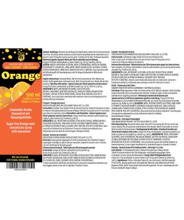 Zero Sugar Orange Concentrate 500ml - Makes 12.5L | Low-Calorie Preservative-Free No Synthetic Colors | Perfect for Water Bubblers - Buy Online on GoSupps.com