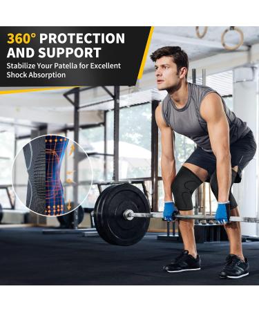 Cambivo Knee Brace for Men & Women - Sports Knee Support for Running Hiking & Volleyball - Relief from Meniscus Tear ACL Injury & Arthritis - Black/Black - Buy Online on GoSupps.com