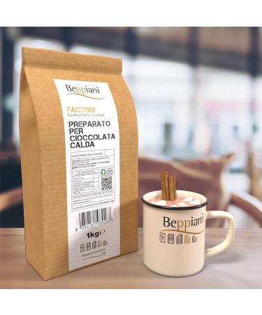 Beppiani 1 kg of hot chocolate prepared for hot chocolate corresponds to 40 cans of hot chocolate bags dense and creamy like bar intense aroma natural ingredients and glutenfree - Buy Online on GoSupps.com