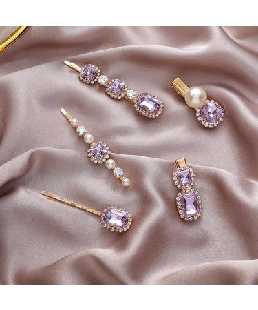 Purple Hair Accessories - 5 Elegant Purple Hair Clips for Women Vintage Diamond Hair Pins Handmade Faux Crystal Bobby Pins Elegant Gold Metal Bobby Pins Gifts for Women Girls - Buy Online on GoSupps.com