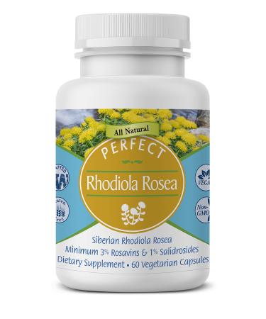 Perfect Rhodiola Rosea for Better Focus Energy and Stress Relief Optimal 3% Rosavins to 1% Salidroside Ratio a Natural Adaptogen 60 Vegetable Capsules