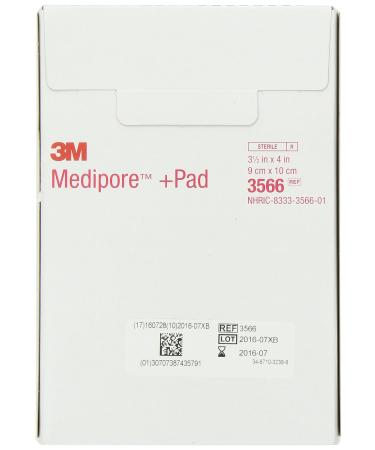 3M Medipore +Pad Soft Cloth Adhesive Wound Dressing 3566 - 3.5 x 4 Dressing with 1.75 x 2.38 Pad - Buy Online on GoSupps.com
