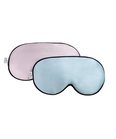 CHILDHOOD Super Soft Silk Sleep Mask for Kids with Adjustable Strap-Silk Eye Mask for Sleeping Blocking Lights (Blue & Pink)