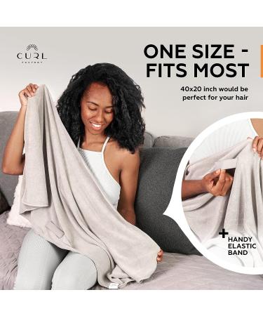 Quick Dry Microfiber Hair Towel Wrap for Curly Hair | 20x40 inch Gray Towel with Elastic Strap for Drying and Plopping - Buy Online on GoSupps.com