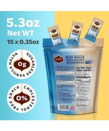 Achva Halva Mini Snack Bag - 50% Sesame Vegan Treat | Healthy Breakfast & Snack - 15 x 10g Gift Pack - Buy Online on GoSupps.com