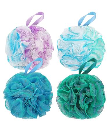 Bath Shower Loofah Sponge 75g/PCS Bath Shower Bath Sponge Shower for Women and Men- Set of 4- Flower Color