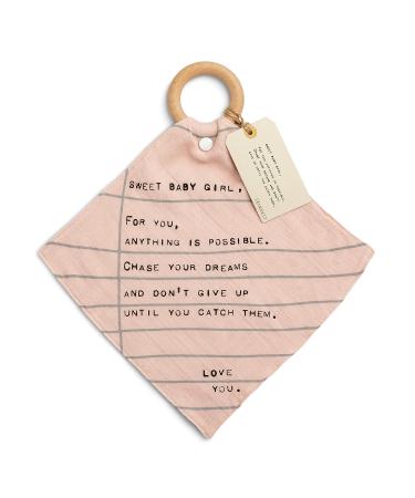 DEMDACO Dear You Sweet Baby Girl Pink Cotton Wood Teether Ring Blankie - 10x10 Inch - Buy Online on GoSupps.com