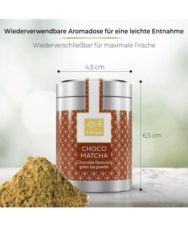 Buy Tea Uniqo Choco Matcha Powder | Japanese Green Tea for Drinks Baking & Cooking | No Artificial Dyes in Elegant Can - Buy Online on GoSupps.com