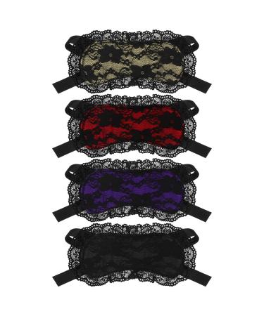 4 Pcs Lace Blindfold for Sleeping Black Lace Sleep Mask Soft Lace Eye Mask Eye Covers for Women Adult Meditation Home 4 Colors