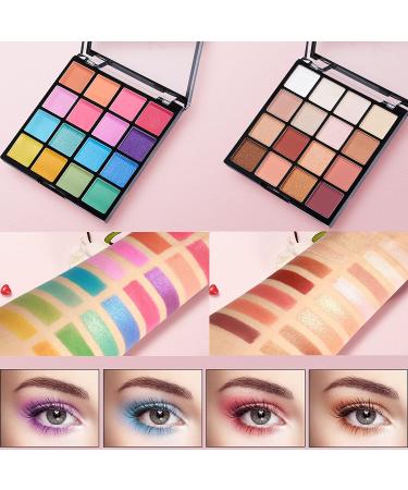 Professional 16-Color Eyeshadow Palette Set - Warm Neutrals & Brights | Highly Pigmented Eye Shadow Makeup Kit (2 Count) - Buy Online on GoSupps.com