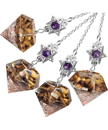 mookaitedecor Tiger's Eye Resin Crystal Point Gemstone Reiki Healing Pendulums for Dowsing Scrying Divination Meditation Merkaba Star Dreamcatcher - Buy Online on GoSupps.com