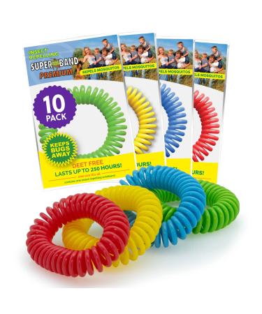 Superband Premium Insect Repellent Bracelet: Assorted Colors (10) 10 Count (Pack of 1) Multicolor