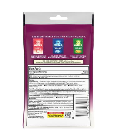HALLS Breezers Cool Berry Sugar Free Throat Drops - 20 Drops - Buy Online on GoSupps.com